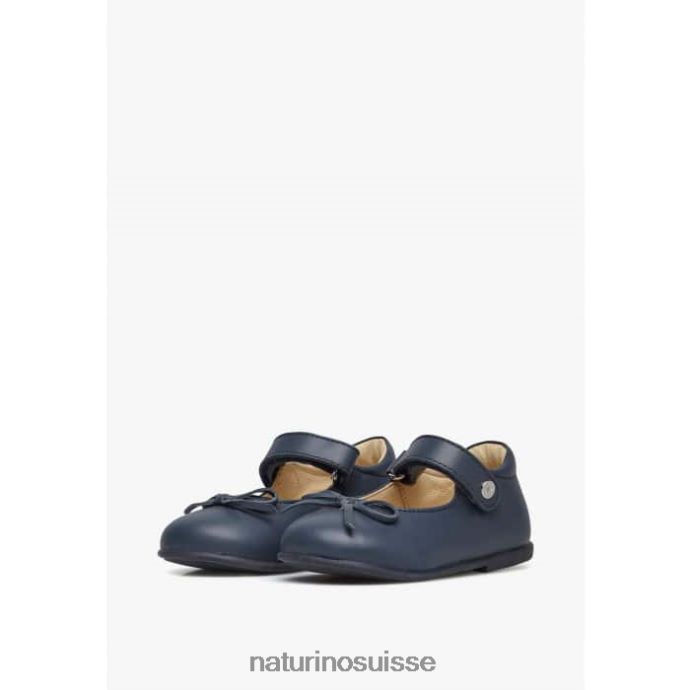 enfants ballet T88FLL313 Naturino ballerines en cuir avec nœud bleu