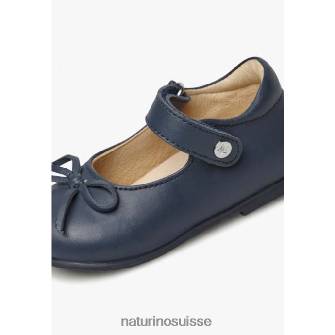 enfants ballet T88FLL313 Naturino ballerines en cuir avec nœud bleu