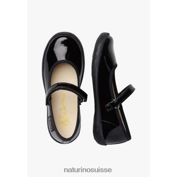 enfants pavie T88FLL540 Naturino ballerines à lanières en cuir verni noir