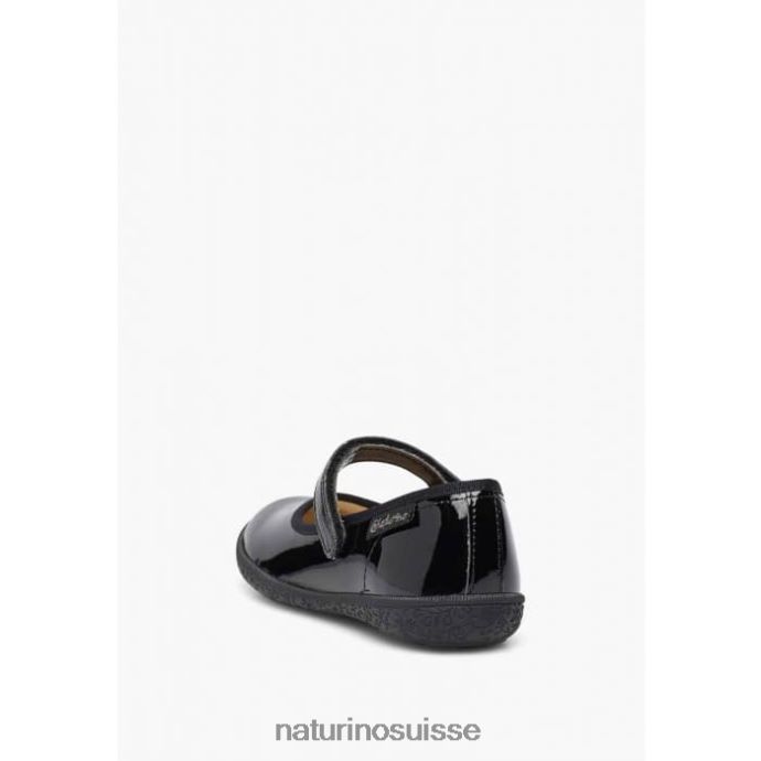 enfants pavie T88FLL540 Naturino ballerines à lanières en cuir verni noir
