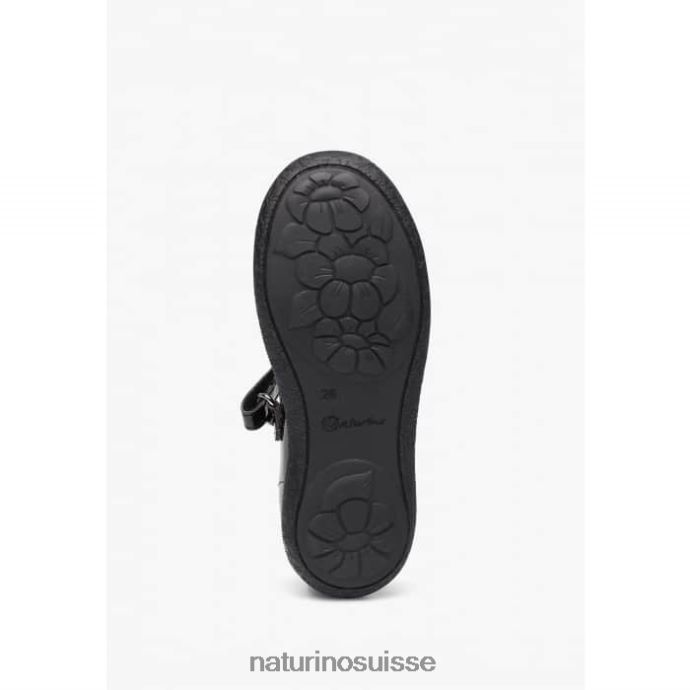 enfants pavie T88FLL540 Naturino ballerines à lanières en cuir verni noir