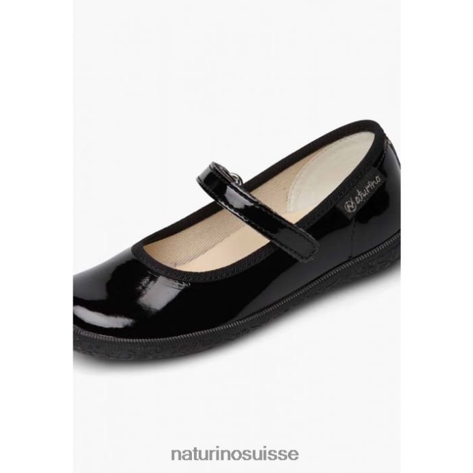 enfants pavie T88FLL540 Naturino ballerines à lanières en cuir verni noir