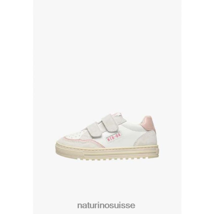 enfants Ariton Vl. T88FLL377 Naturino baskets en cuir et daim blanc-rose