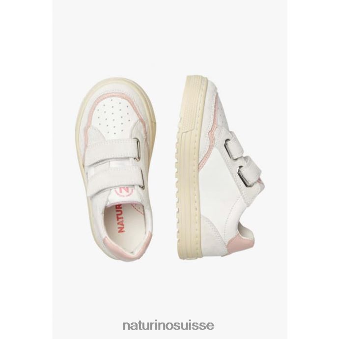 enfants Ariton Vl. T88FLL377 Naturino baskets en cuir et daim blanc-rose