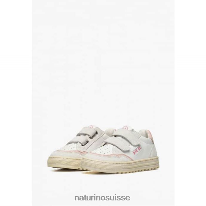 enfants Ariton Vl. T88FLL377 Naturino baskets en cuir et daim blanc-rose