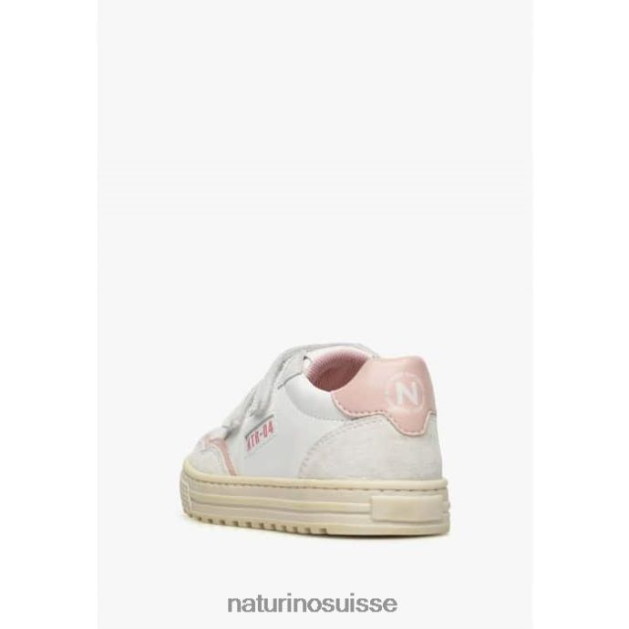 enfants Ariton Vl. T88FLL377 Naturino baskets en cuir et daim blanc-rose