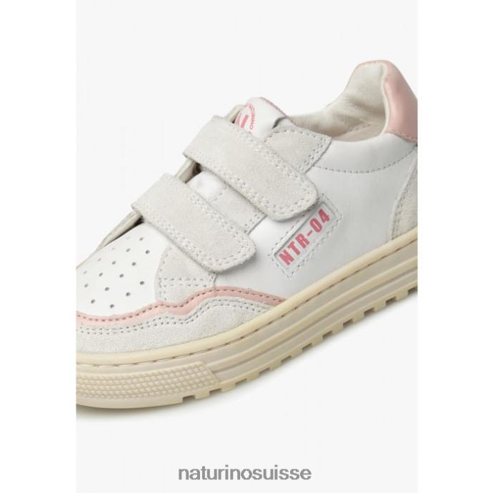 enfants Ariton Vl. T88FLL377 Naturino baskets en cuir et daim blanc-rose