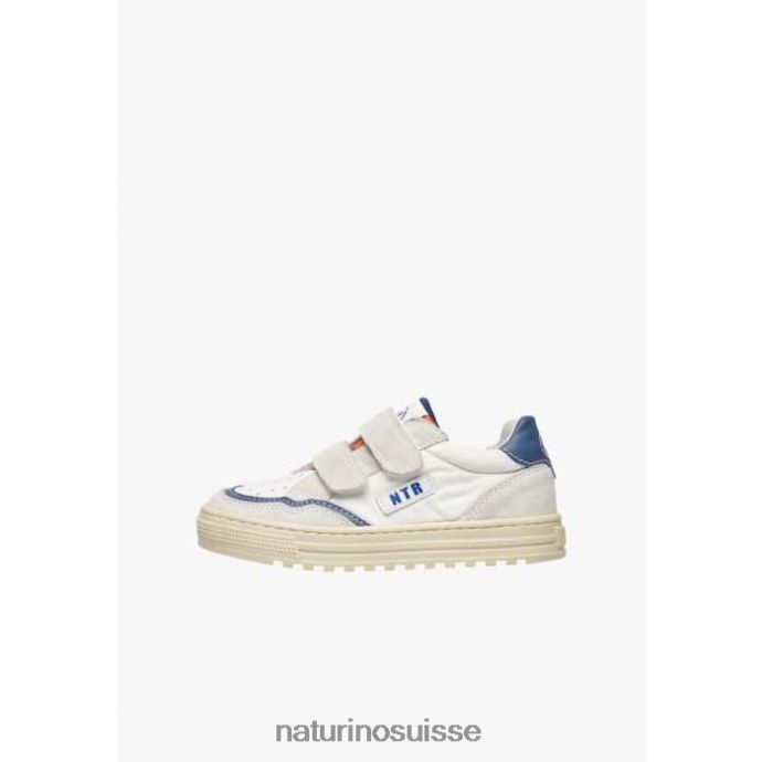 enfants Ariton Vl. T88FLL409 Naturino baskets en cuir et tissu gris-bleu