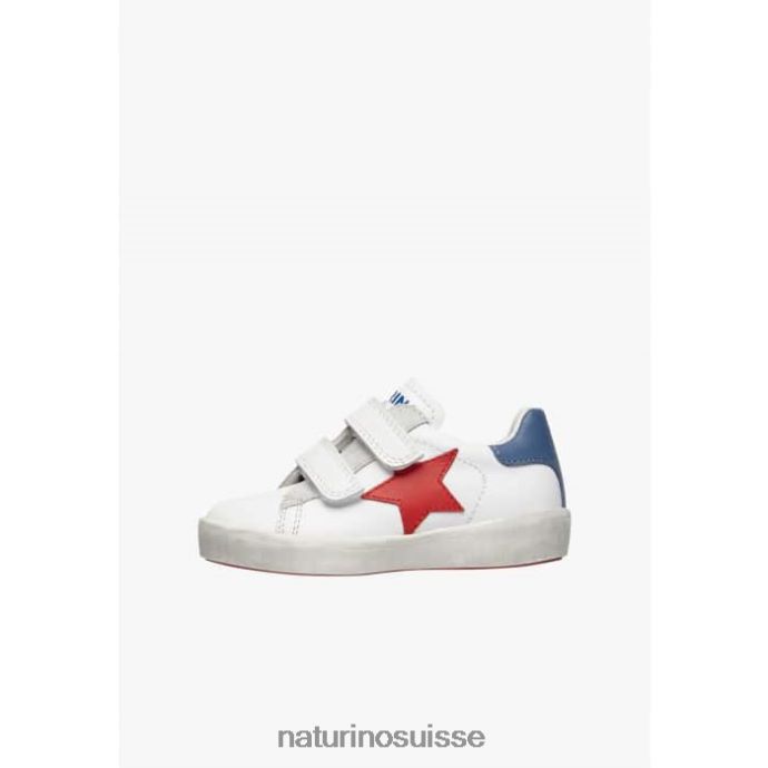 enfants annie vl T88FLL369 Naturino baskets en cuir avec patch étoile blanc rouge