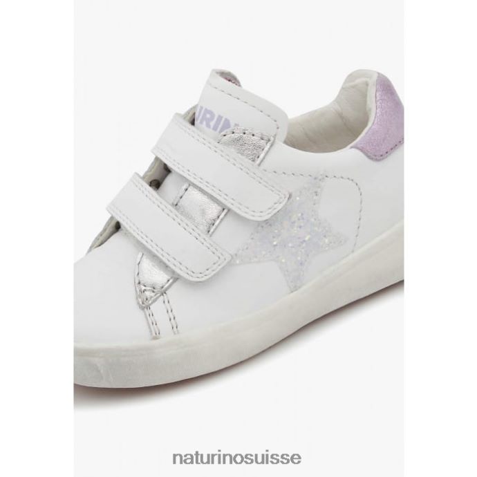 enfants annie vl T88FLL385 Naturino baskets en cuir avec patch étoile blanc-lilas