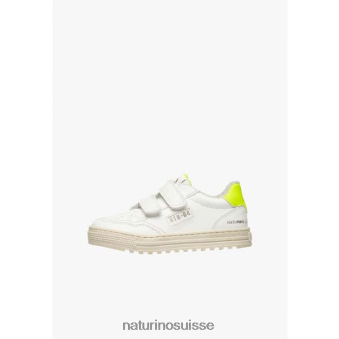 enfants ariton hybride vl. T88FLL506 Naturino baskets en cuir végétal et coton biologique blanc-jaune fluo