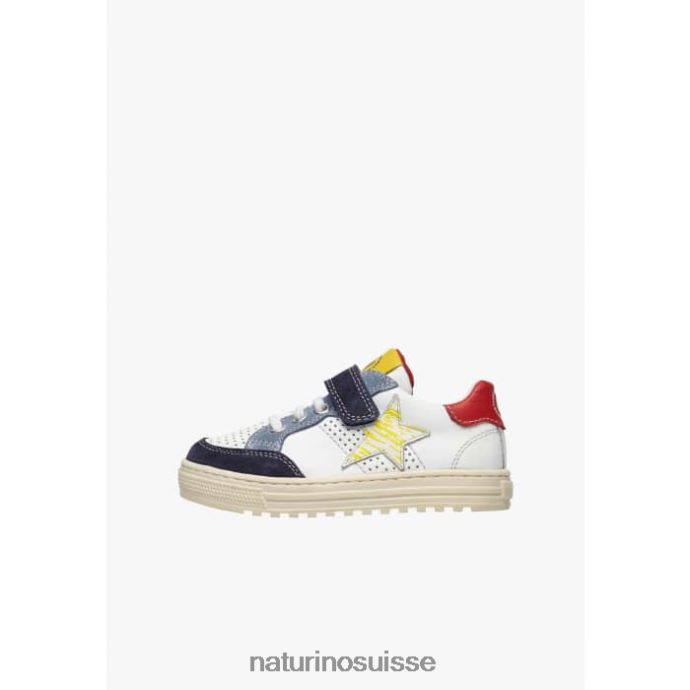 enfants auriel vl. T88FLL491 Naturino baskets en cuir perforé et daim avec étoile Navet blanc