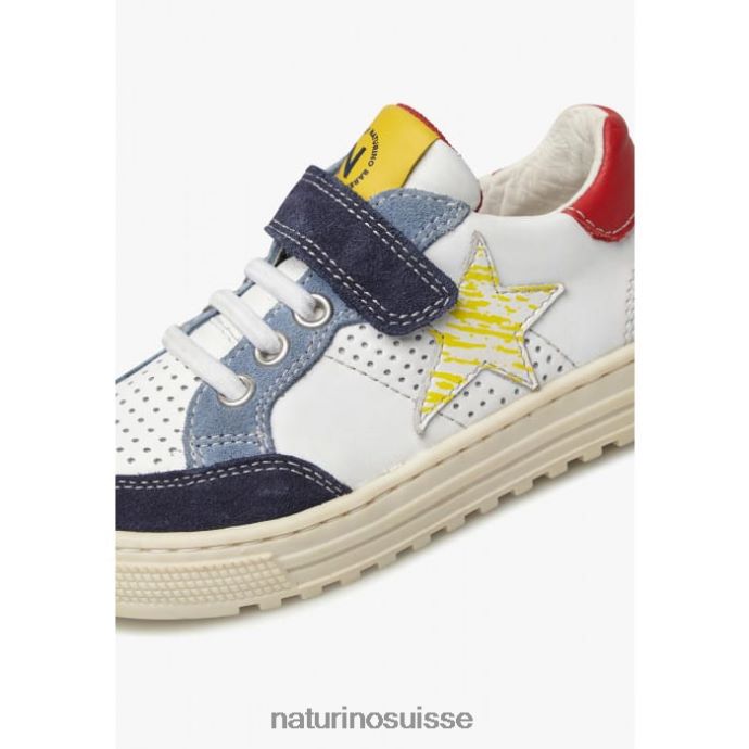 enfants auriel vl. T88FLL491 Naturino baskets en cuir perforé et daim avec étoile Navet blanc