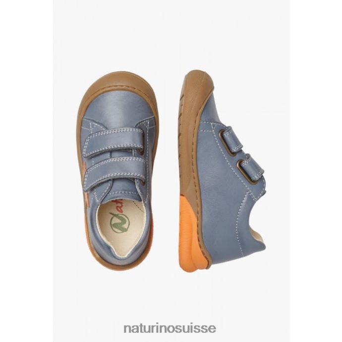 enfants bébé vl T88FLL213 Naturino baskets à enfiler en cuir bleu