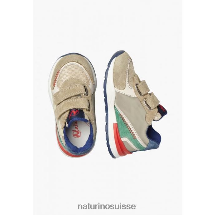 enfants bley vl T88FLL394 Naturino baskets en daim et tissu tourterelle gris-vert