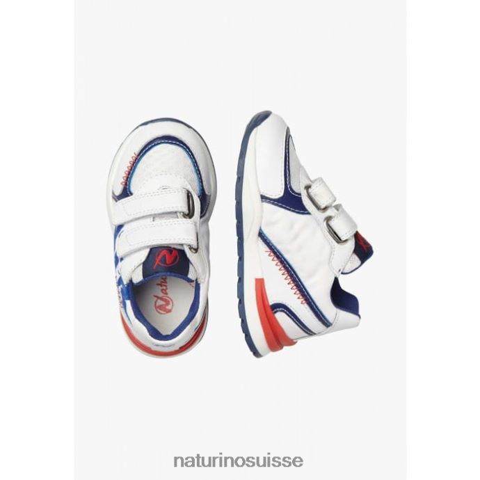 enfants bley vl T88FLL400 Naturino baskets en daim et tissu blanc bleu