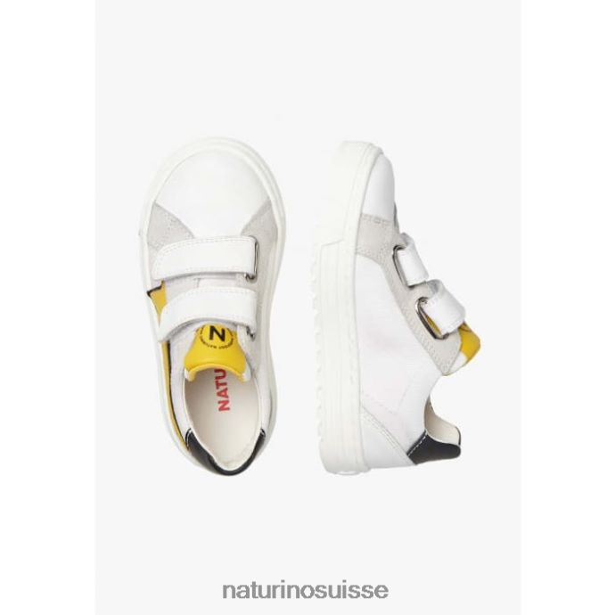 enfants blitz vl. T88FLL483 Naturino baskets en cuir et tissu blanc