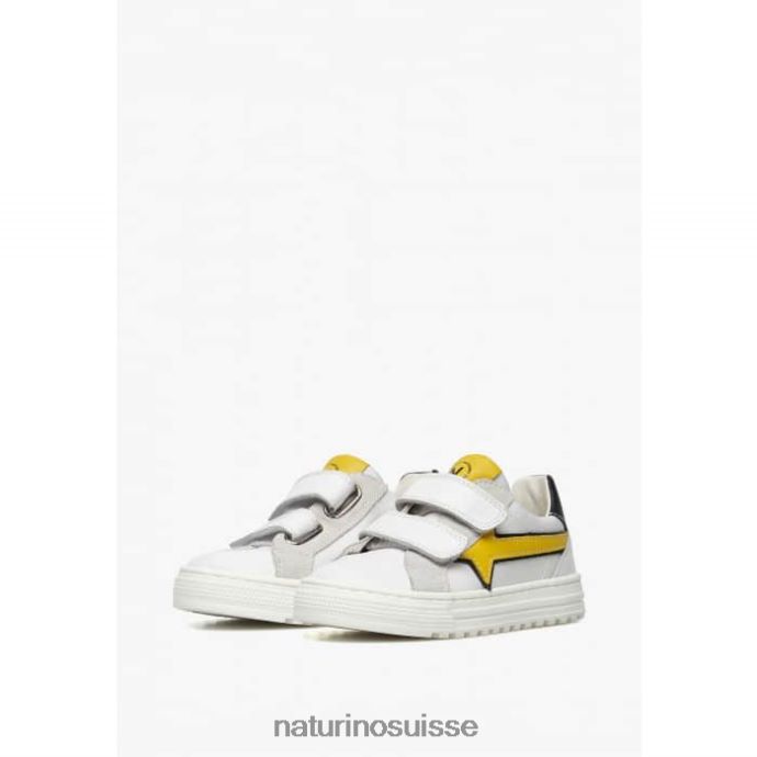 enfants blitz vl. T88FLL483 Naturino baskets en cuir et tissu blanc