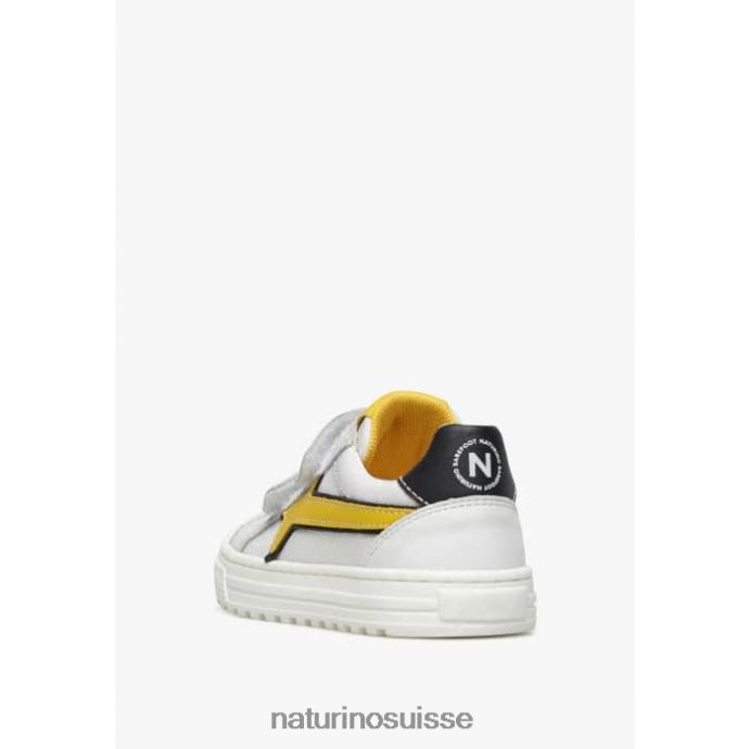 enfants blitz vl. T88FLL483 Naturino baskets en cuir et tissu blanc