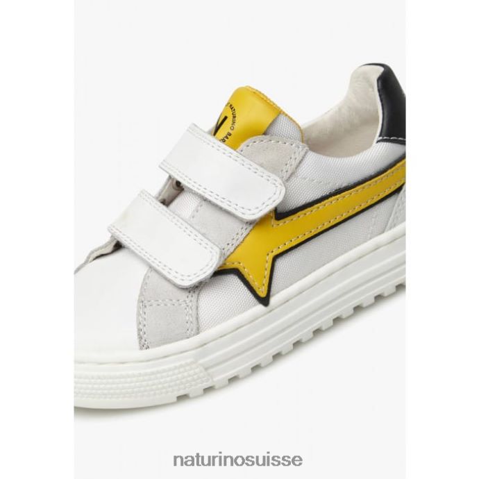 enfants blitz vl. T88FLL483 Naturino baskets en cuir et tissu blanc