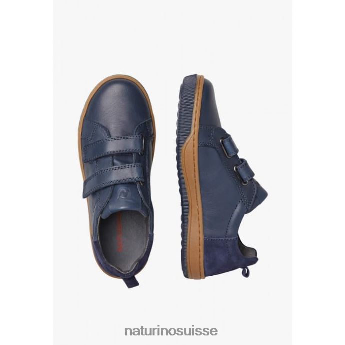 enfants caleb vl T88FLL435 Naturino baskets en cuir nappa et daim marine