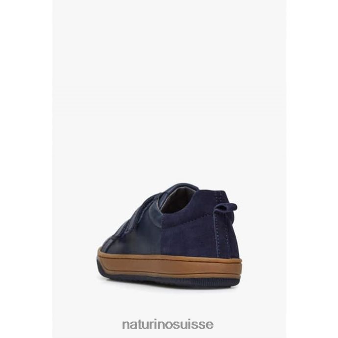 enfants caleb vl T88FLL435 Naturino baskets en cuir nappa et daim marine
