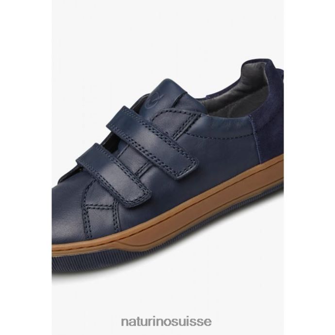 enfants caleb vl T88FLL435 Naturino baskets en cuir nappa et daim marine