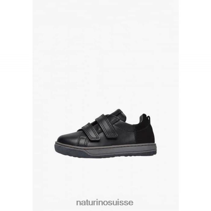 enfants caleb vl T88FLL523 Naturino baskets en cuir nappa et daim noir