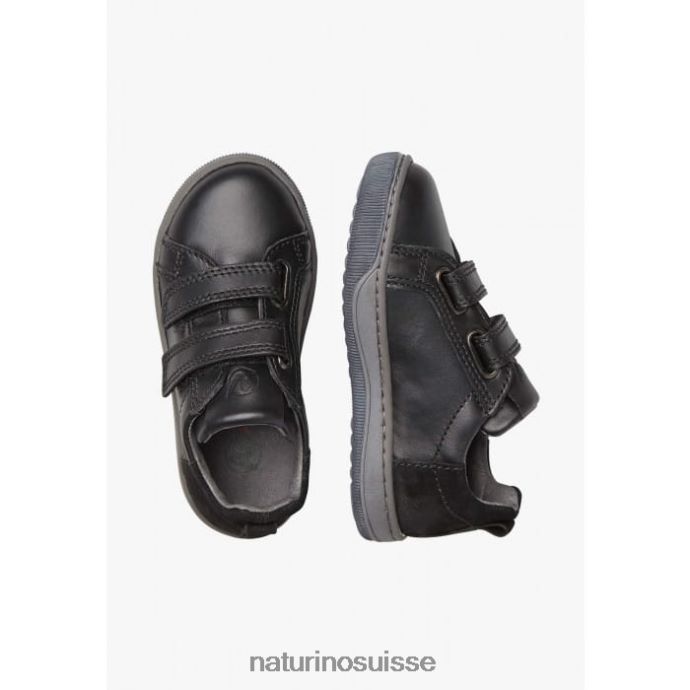 enfants caleb vl T88FLL523 Naturino baskets en cuir nappa et daim noir