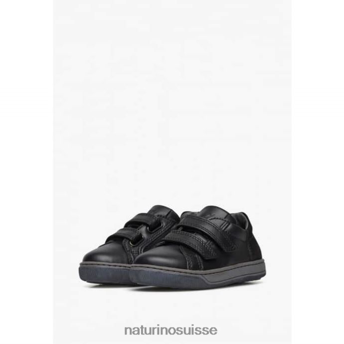 enfants caleb vl T88FLL523 Naturino baskets en cuir nappa et daim noir