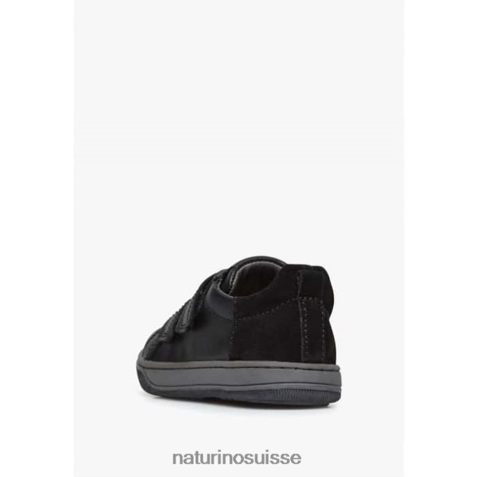 enfants caleb vl T88FLL523 Naturino baskets en cuir nappa et daim noir