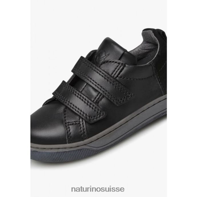 enfants caleb vl T88FLL523 Naturino baskets en cuir nappa et daim noir