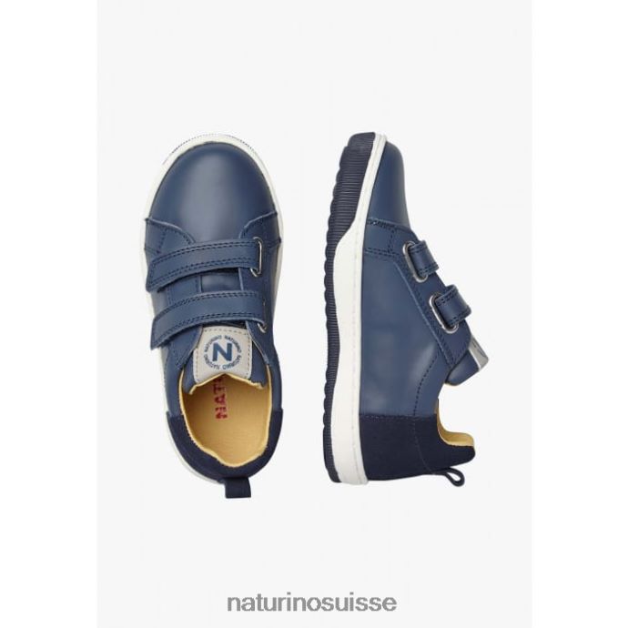 enfants caleb vl T88FLL525 Naturino baskets en cuir nappa et daim bleu