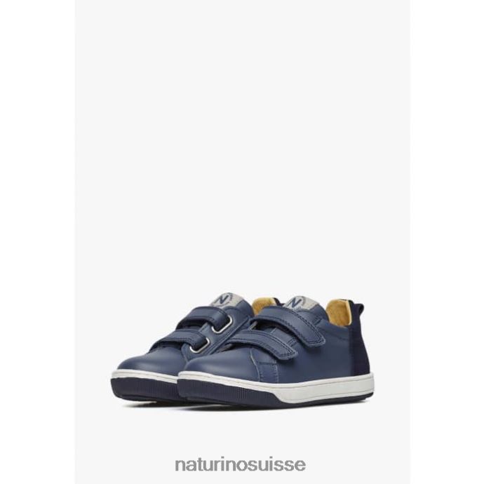enfants caleb vl T88FLL525 Naturino baskets en cuir nappa et daim bleu