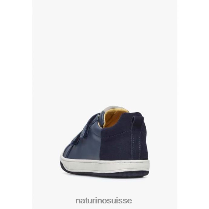 enfants caleb vl T88FLL525 Naturino baskets en cuir nappa et daim bleu