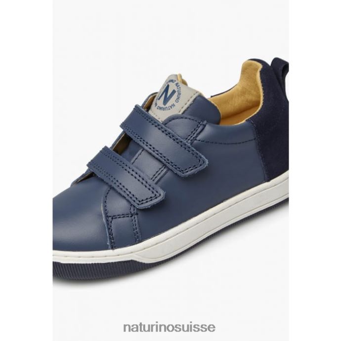 enfants caleb vl T88FLL525 Naturino baskets en cuir nappa et daim bleu