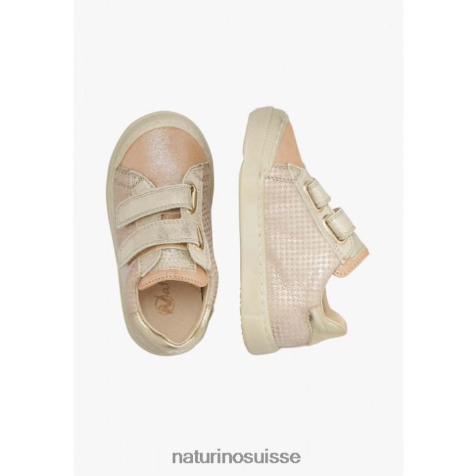 enfants clarendon vl T88FLL440 Naturino baskets en cuir et daim rose poudré-platine