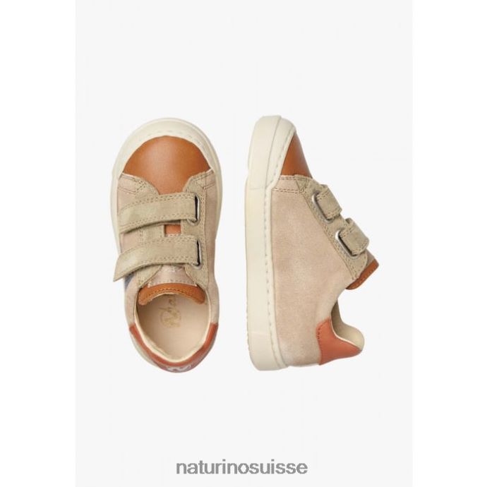 enfants clarendon vl T88FLL455 Naturino baskets en cuir et daim marron-gris tourterelle