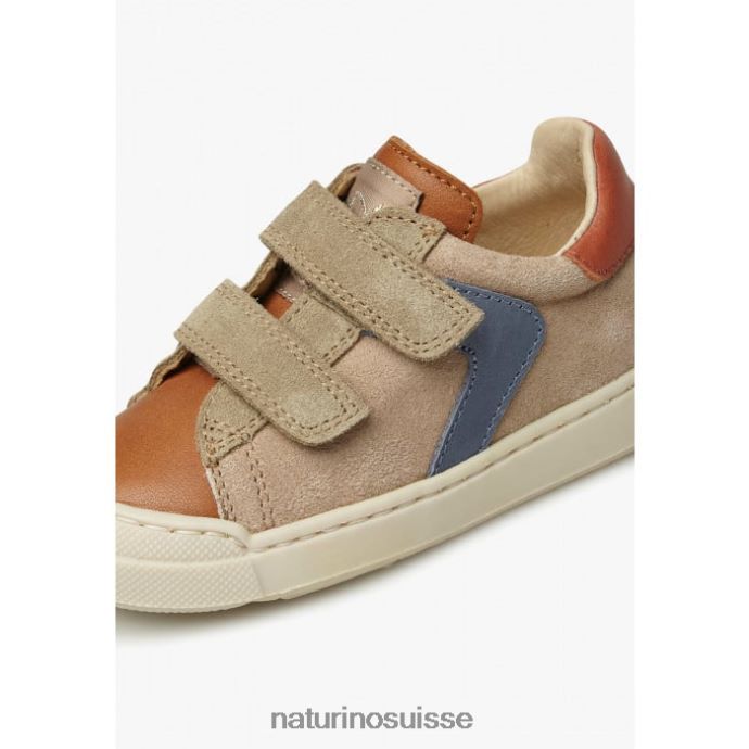 enfants clarendon vl T88FLL455 Naturino baskets en cuir et daim marron-gris tourterelle