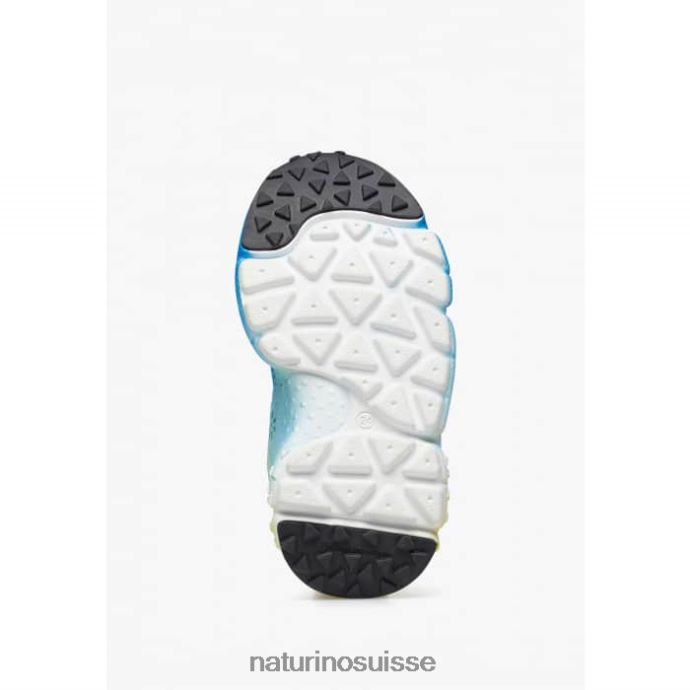 enfants doi junior. T88FLL39 Naturino baskets en cuir écologique et tissu bleu-ciel bleu