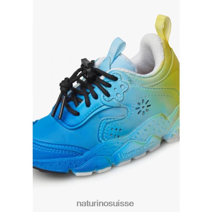 enfants doi junior. T88FLL39 Naturino baskets en cuir écologique et tissu bleu-ciel bleu