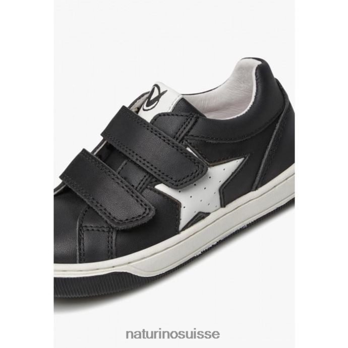 enfants esprits vl. T88FLL361 Naturino baskets en cuir perforé avec étoile noir