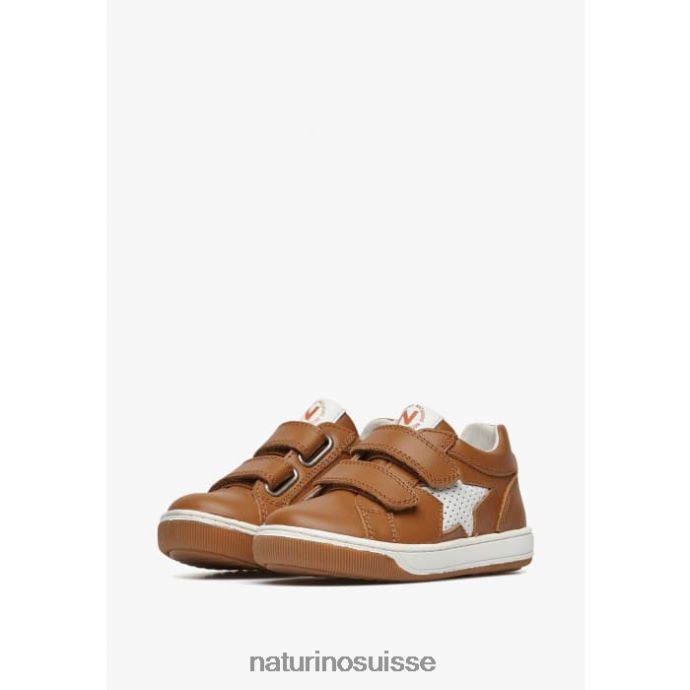 enfants esprits vl. T88FLL482 Naturino baskets en cuir perforé avec étoile Cognac
