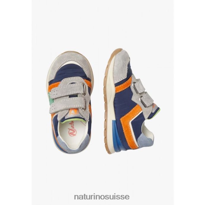 enfants evon vl T88FLL401 Naturino baskets en daim et tissu gris-bleu