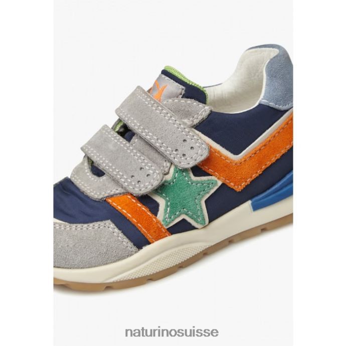 enfants evon vl T88FLL401 Naturino baskets en daim et tissu gris-bleu