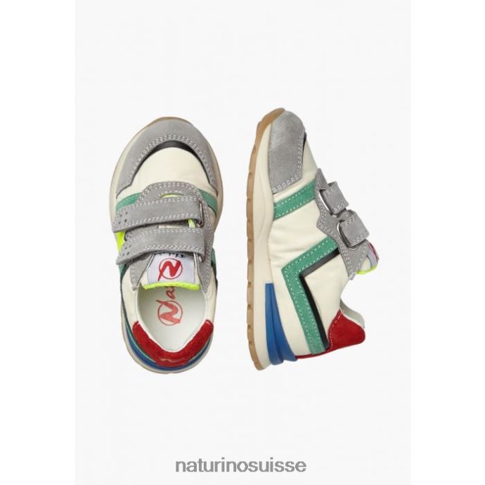 enfants evon vl T88FLL442 Naturino baskets en daim et tissu gris-crème