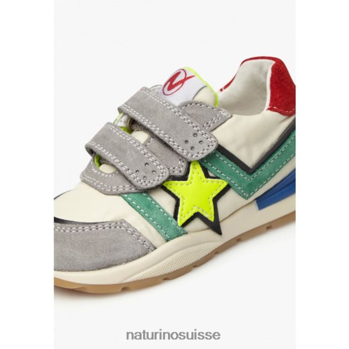 enfants evon vl T88FLL442 Naturino baskets en daim et tissu gris-crème