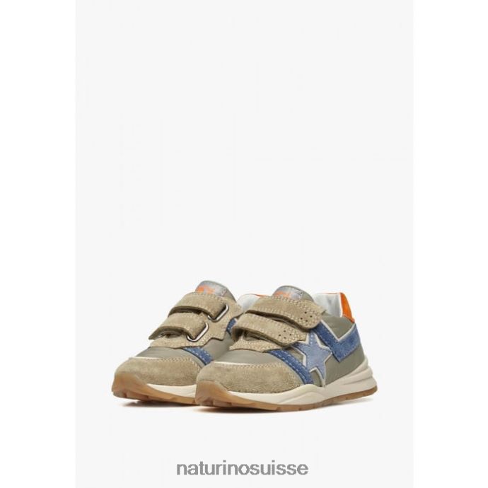 enfants evon vl T88FLL448 Naturino baskets en daim et tissu gris-bleu tourterelle
