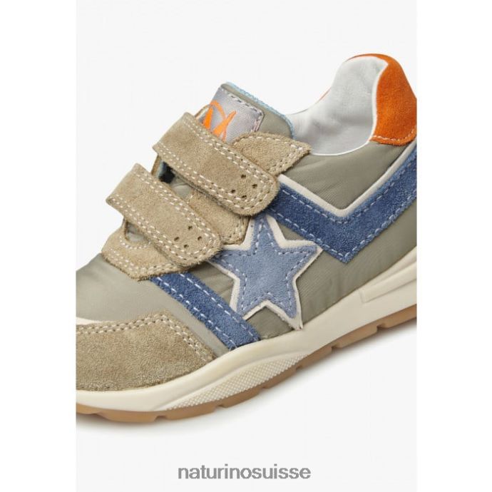 enfants evon vl T88FLL448 Naturino baskets en daim et tissu gris-bleu tourterelle