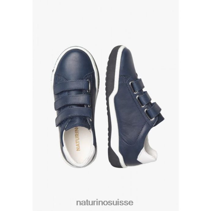 enfants falaise vl T88FLL362 Naturino baskets en cuir avec velcro Navet blanc
